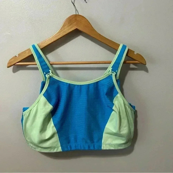 Glamorise  Custom Control Wire-free Sports Bra - Blue/Green 42DD - Picture 3 of 6
